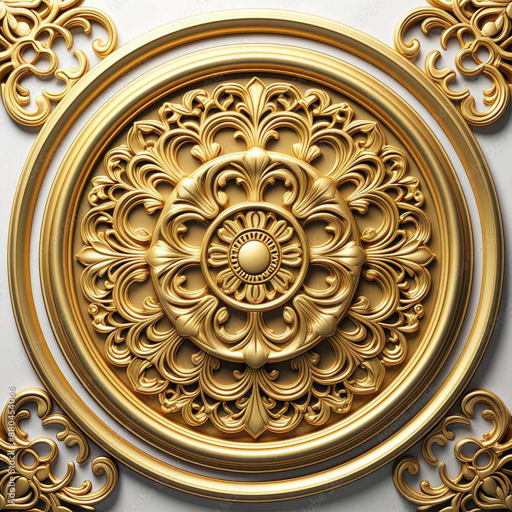 Poster golden texture chinese classical ring pattern seamless three-dimensional rendering