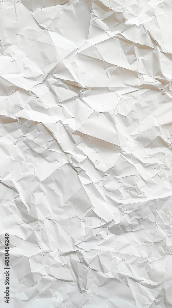 Poster closeup texture of crumpled white paper abstract background for design elements and artistic project