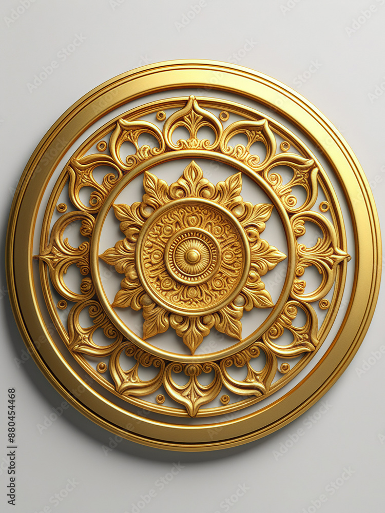 Poster golden texture chinese classical ring pattern seamless three-dimensional rendering