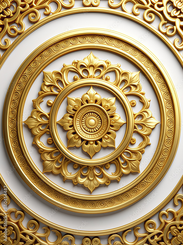 Poster golden texture chinese classical ring pattern seamless three-dimensional rendering