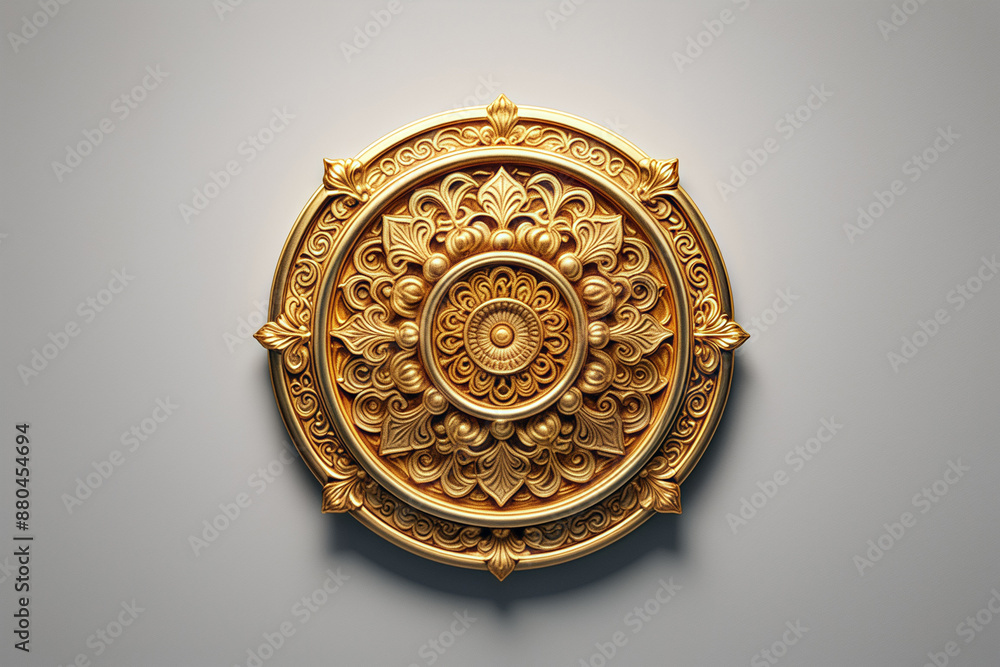 Poster golden texture chinese classical ring pattern seamless three-dimensional rendering