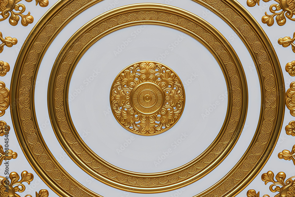 Poster golden texture chinese classical ring pattern seamless three-dimensional rendering