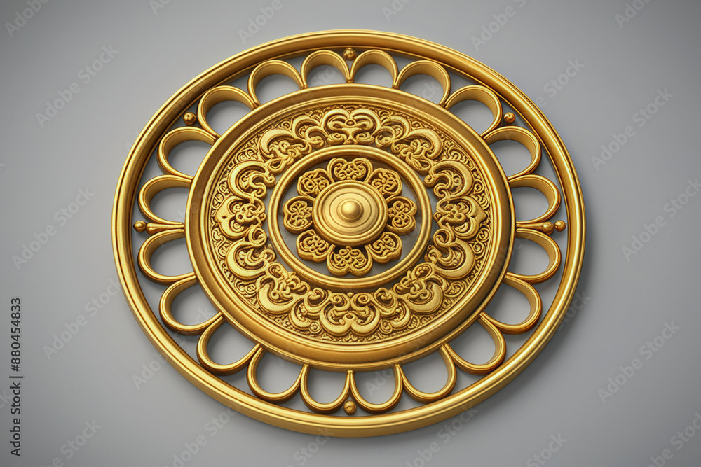 Poster golden texture chinese classical ring pattern seamless three-dimensional rendering