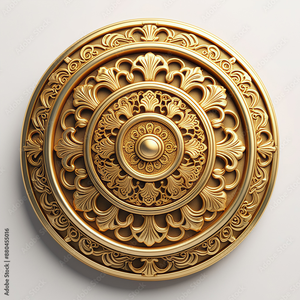 Poster golden texture chinese classical ring pattern seamless three-dimensional rendering
