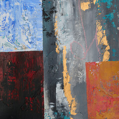 Colorful modern artwork, abstract paint strokes, oil painting on canvas. Acrylic art, artistic texture. Brush daubs and smears grunge background, hand painted pattern
