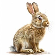 Fototapeta premium Brown Rabbit Sitting on Top of White Floor