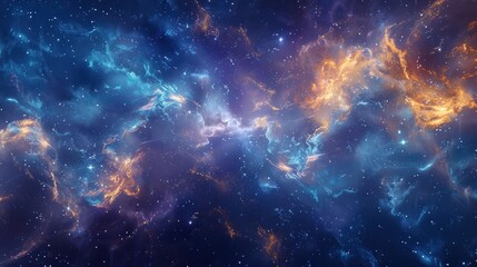 Naklejka premium Cosmic Nebula with Stars and Galaxies