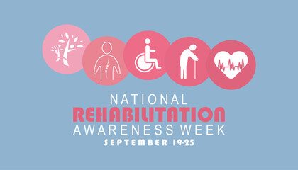 National Rehabilitation awareness week is observed every year on September. banner design template Vector illustration background design.