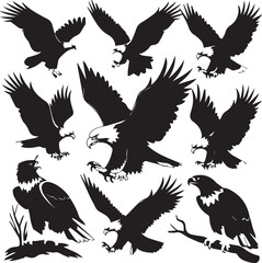 eagle silhouettes set