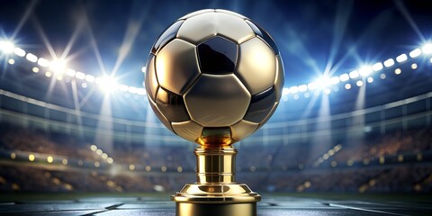 A Low-Angle Shot of the Elegant Soccer Ball Trophy