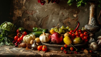Variety of Fresh Vegetables on Rustic Table