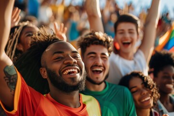 Happy Olympic games fans cheering Generative Ai