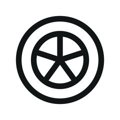 Car wheel UI icon, alloy wheel minimal line vector symbol