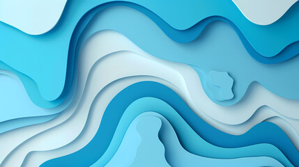 Fototapeta premium Abstract blue and white layered waves creating a fluid and flowing design with a soothing color palette.