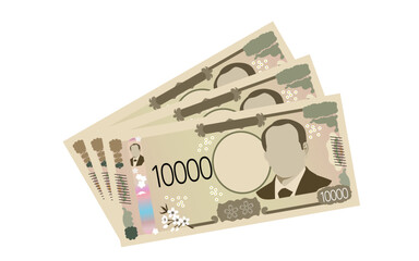 3枚重ねられた新一万円札