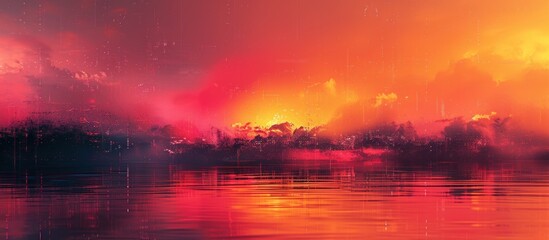 Obraz premium Fiery Sunset Over Water