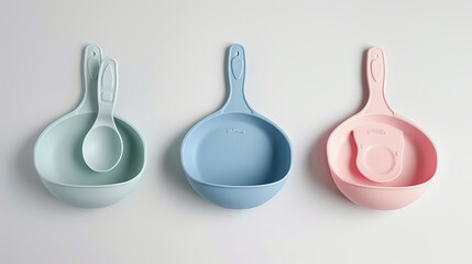 A top view of children's tableware including a silicone bib and a bowl, ideal for serving baby food and other kid-friendly dishes.





