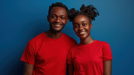 Obraz premium The Smiling Couple in Red