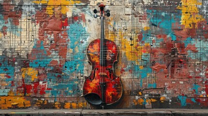 Colorful Violin Mural