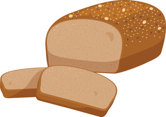 Flat vectoe Whole wheat bread EPS
