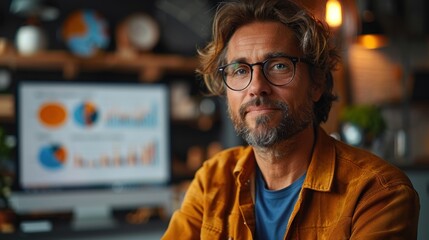 Fototapeta premium Portrait of a Confident Man in an Office Setting