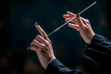 Conductor's Hands Leading an Orchestra with Precision