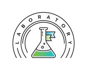 word laboratory and colorful test tube around the circle. test tube and laboratory concept. test tube and laboratory concept for the world of science, education