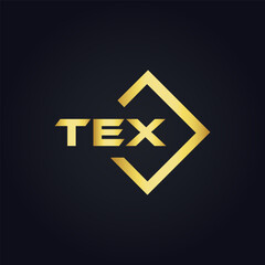 TEX logo. T E X design. White TEX letter. TEX, T E X letter logo design. T E X letter logo design in GOLD, GOLDEN LOGO, THREE, style. letter logo set in one artboard. T E X letter logo vector design.