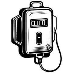 battery charger isolated hand drawn line illustration, transparent background