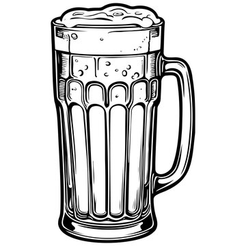 recommend clip art: beer mug drawing, black line vector, isolated line