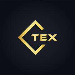 TEX logo. T E X design. White TEX letter. TEX, T E X letter logo design. T E X letter logo design in GOLD, GOLDEN LOGO, THREE, style. letter logo set in one artboard. T E X letter logo vector design.