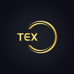 TEX logo. T E X design. White TEX letter. TEX, T E X letter logo design. T E X letter logo design in GOLD, GOLDEN LOGO, THREE, style. letter logo set in one artboard. T E X letter logo vector design.