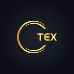 TEX logo. T E X design. White TEX letter. TEX, T E X letter logo design. T E X letter logo design in GOLD, GOLDEN LOGO, THREE, style. letter logo set in one artboard. T E X letter logo vector design.