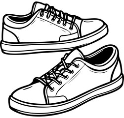 cartoon shoe drawing, realistic hand drawing line art, pencil sketch, isolated