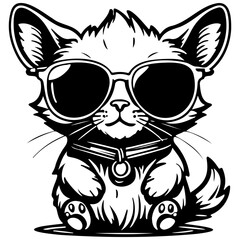 cartoon sunglasses hand drawn line illustration, transparent background