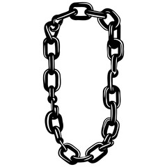 chain hand drawn line illustration, transparent background