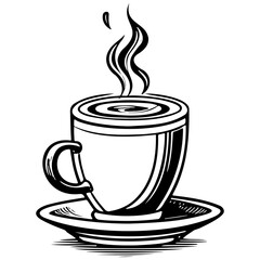coffee sketches hand drawn line illustration, transparent background