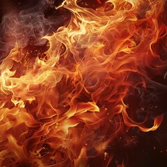 Fototapeta premium Intense Fire Close-Up on Black Background