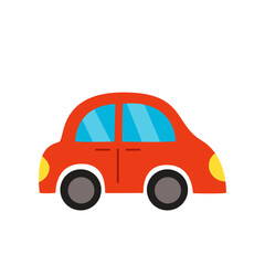 Vector picture of  red toy car isolated on white background.