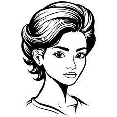 hair drawing, line head, line art black realistic sketches painting