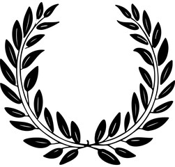 laurel wreath drawing, vector realistic outline line, transparent background