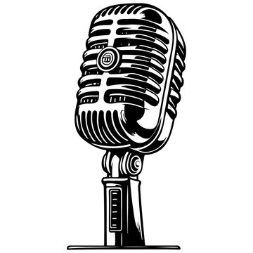 recommend clip art: microphone of hand drawn line illustration, transparent background
