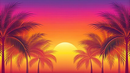 Naklejka premium Vibrant pastel orange pink gradient backdrops evoke retro neon summer vibes, perfect for conceptual design of flyers, posters, music, and cards.