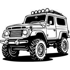 Vintage offroad engraving drawing of black silhouette, monochrome © Сергей Тарасюк