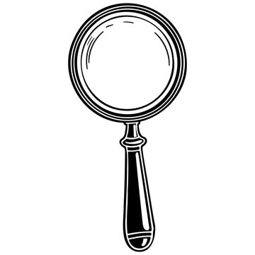 recommend clip art: Vintage cartoon magnifying glass drawing, realistic hand drawing line art, pencil sketch, isolated