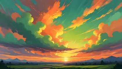 Clear Plain Shiny Warm Soft Vintage Bokeh Cloudy Wave Like Geometric Green Background or Texture