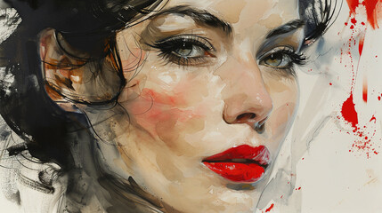A Contemporary Oil Painting Of A Beautiful Modern Young Girl Portrait On Canvas