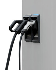 Isolated EV charge point with CCS and AC chargers.
