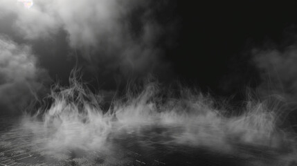 Smoke black ground fog cloud floor mist background steam dust dark white horror overlay. Ground smoke haze night black water atmosphere 3d magic spooky smog texture isolated transparent effect circle