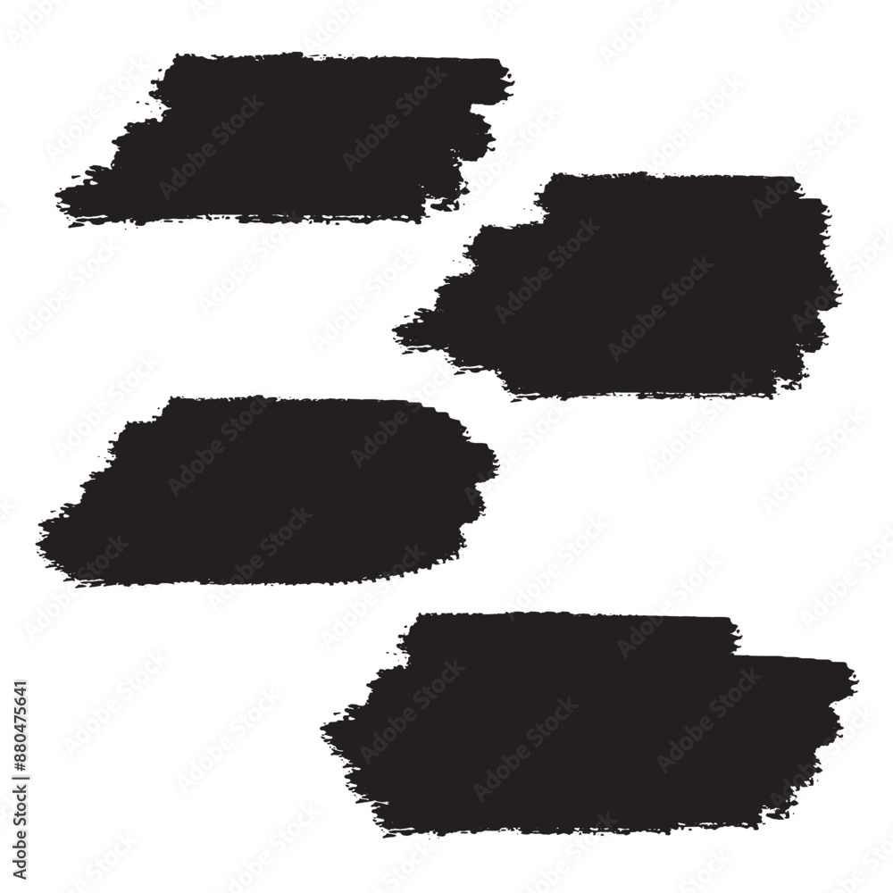 Poster set of vector brush stroke. abstract black textured brush strokes isolated on white background. grun